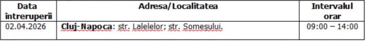 &Icirc;ntreruperi planificate &icirc;n alimentarea cu energie electrică din județul Cluj