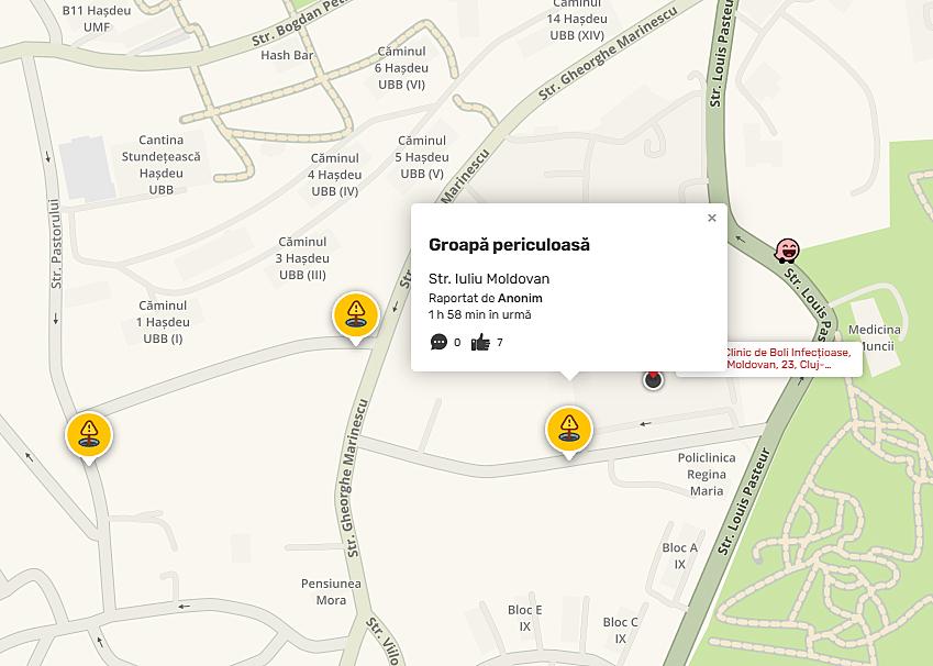 &rdquo;Crater&rdquo; gata să se surpe pe o stradă cu un spital important din Cluj-Napoca