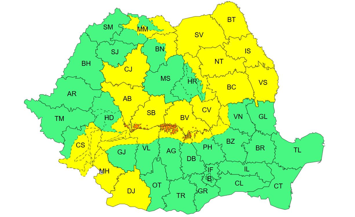 Clujul intră sub COD GALBEN de vreme rea. V&acirc;nt puternic și ninsori viscolite la munte &icirc;n Săptăm&acirc;na Mare