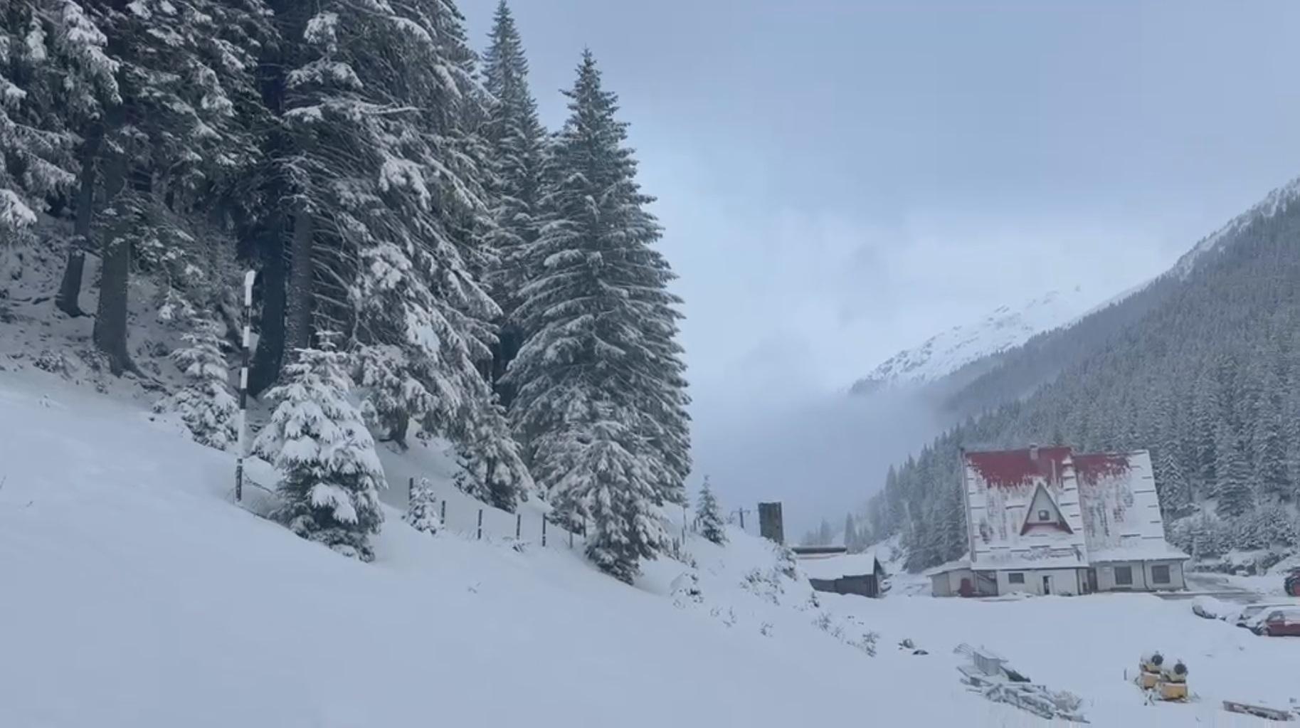 Iarna refuză să plece! Imagini spectaculoase: zăpadă și ninsoare ca-n ianuarie, &icirc;n plină primăvară, la munte