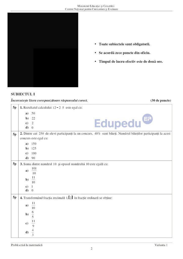 Evaluare Națională 2026. A &icirc;nceput proba scrisă la Matematică/ SUBIECTELE și BAREMUL de corectare