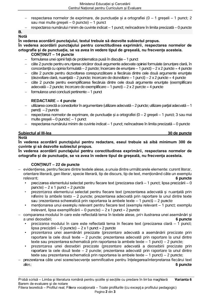 BAC 2026. S-a publicat BAREMUL de corectare la limba rom&acirc;nă. Vezi cum se punctează lucrările &icirc;n funcție de profil