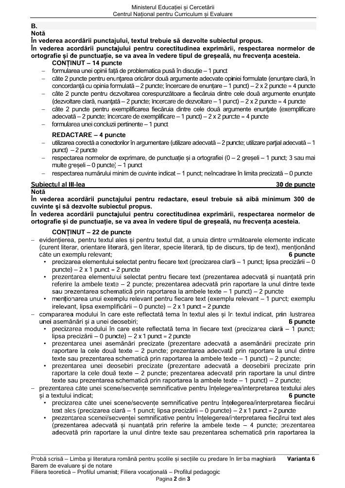 BAC 2026. S-a publicat BAREMUL de corectare la limba rom&acirc;nă. Vezi cum se punctează lucrările &icirc;n funcție de profil