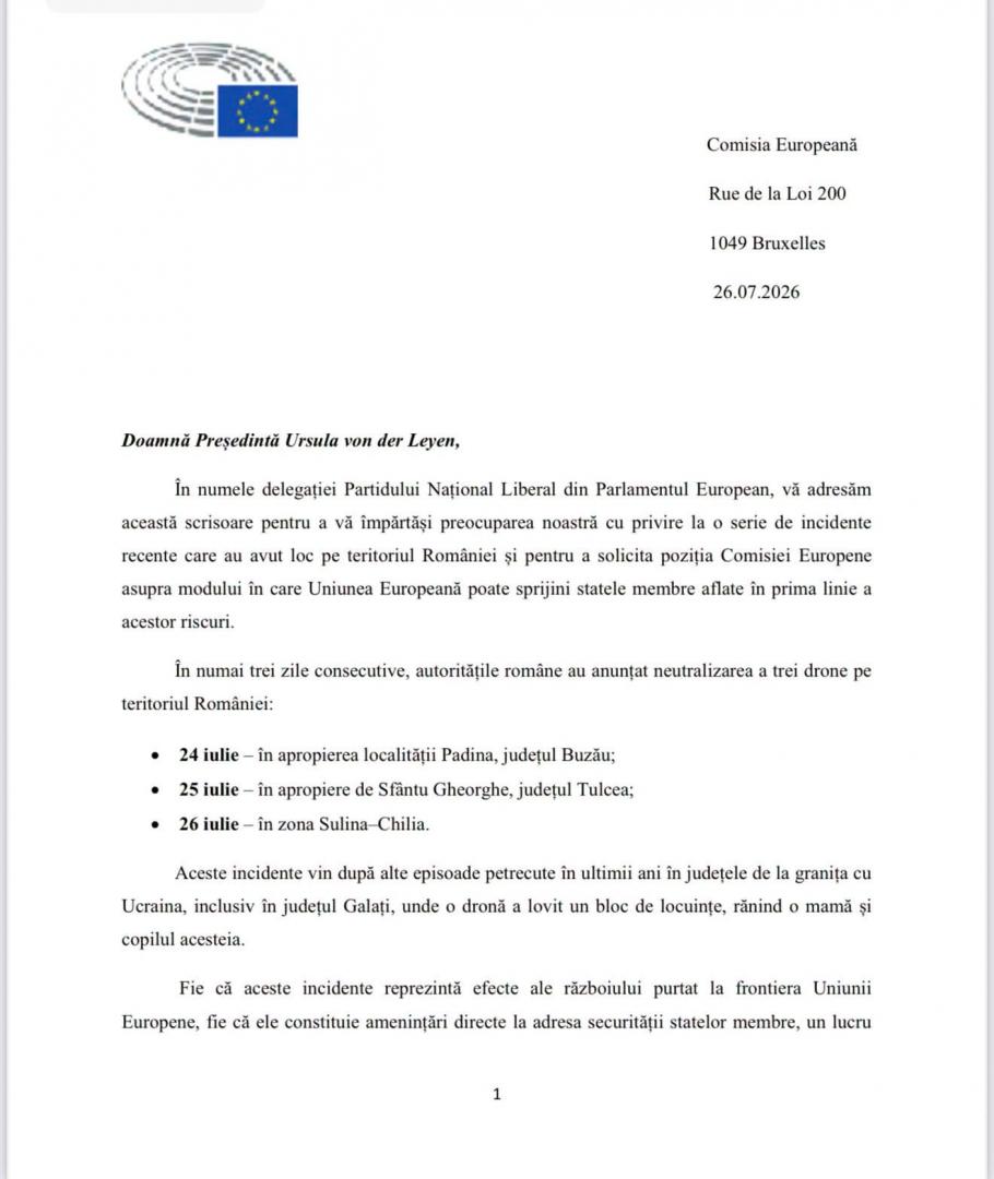 Incidentele cu drone din Rom&acirc;nia ajung la Comisia Europeană. Europarlamentarii PNL cer măsuri urgente