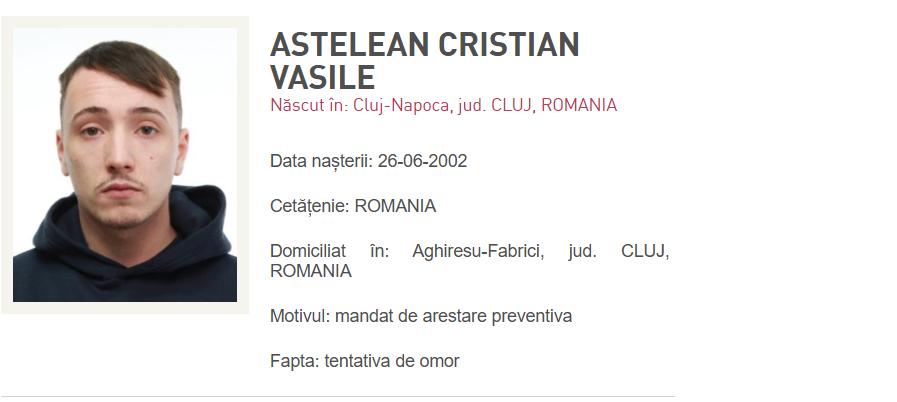 Alertă &icirc;n Cluj. Un t&acirc;năr de 24 de ani, acuzat de tentativă de omor, este căutat de poliție / Mandat de arestare emis &icirc;n lipsă