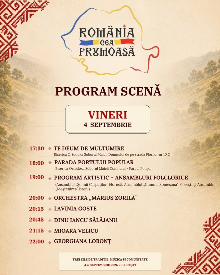 4-6 septembrie, Parcul Poligon din Florești: Festivalul &bdquo;Rom&acirc;nia Cea Frumoasă&rdquo; / VEZI programul pe zile
