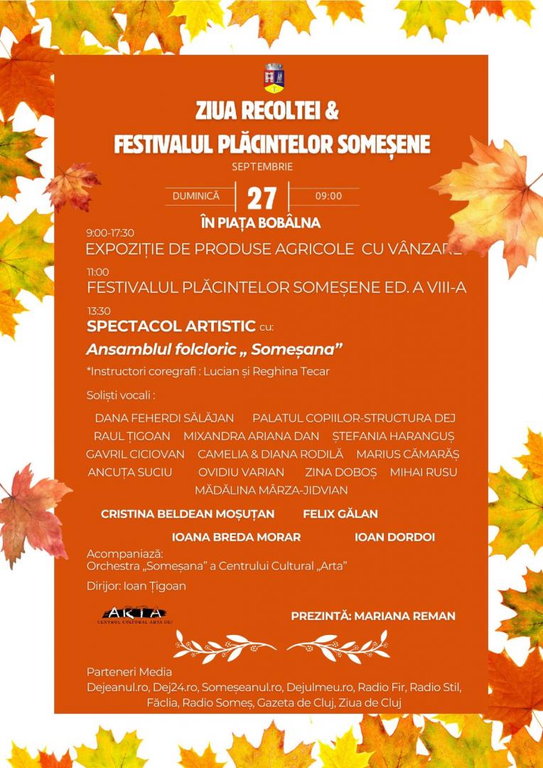 Ziua Recoltei, la Dej! Festivalul Plăcintelor Someșene și produse tradiționale, duminică &icirc;n piața din centrul orașului