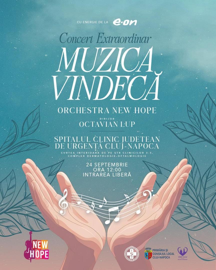 &bdquo;Muzica vindecă&rdquo; la Cluj. Concert extraordinar pentru pacienți și medici, &icirc;n curtea Spitalului Județean