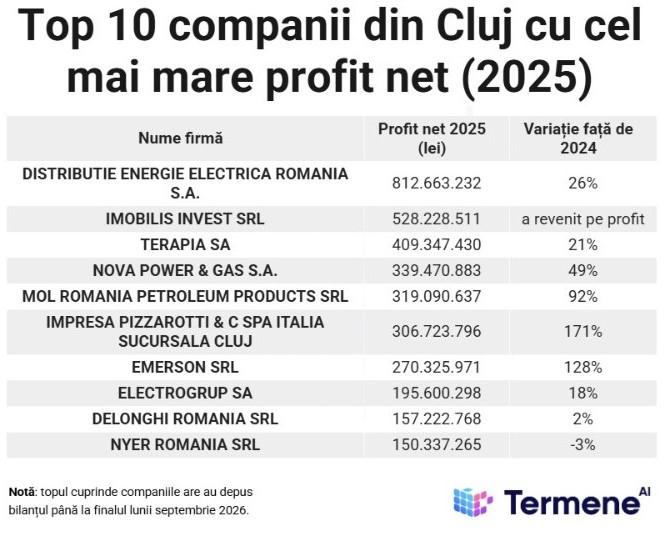 TOP 50 companii din Cluj: Schimbări &icirc;n v&acirc;rful clasamentului &icirc;ntre 2008-2025