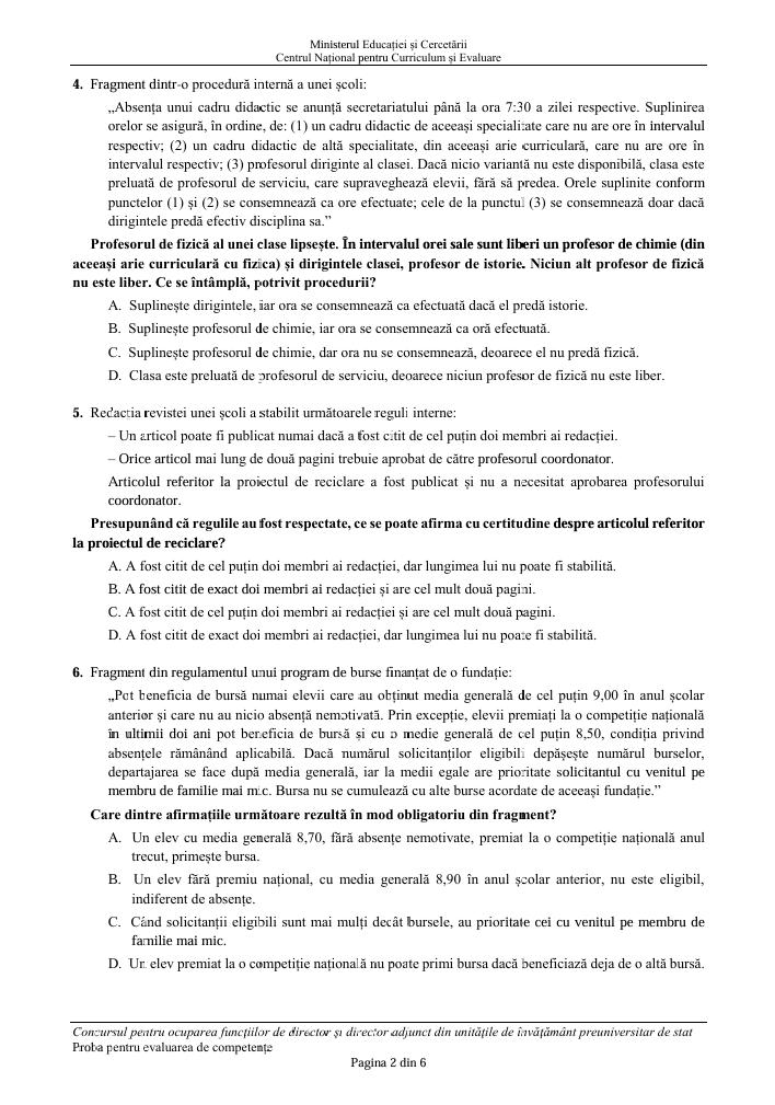 Testul-grilă primit la concursul de directori. Ce au avut de rezolvat profesorii &icirc;n 60 de minute