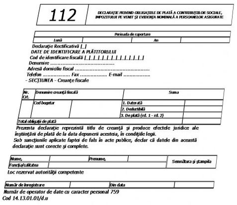 Celebrul Formular 112, publicat în Monitorul Oficial