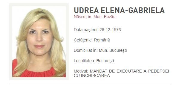 E OFICIAL: Elena Udrea este pe lista urmăriţilor general