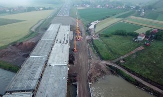Noi imagini de pe şantierul podului peste Someş, care leagă autostrăzile din jurul Clujului
