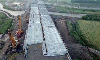 Noi imagini de pe şantierul podului peste Someş, care leagă autostrăzile din jurul Clujului