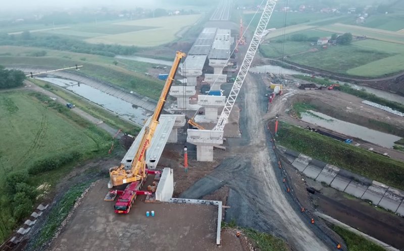 Noi imagini de pe şantierul podului peste Someş, care leagă autostrăzile din jurul Clujului