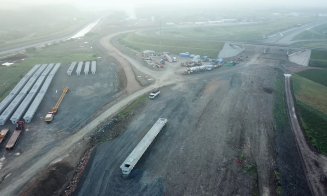 Noi imagini de pe şantierul podului peste Someş, care leagă autostrăzile din jurul Clujului