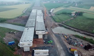 Noi imagini de pe şantierul podului peste Someş, care leagă autostrăzile din jurul Clujului