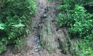 Alunecări de pământ şi arbori căzuţi pe un drum de munte din Cluj