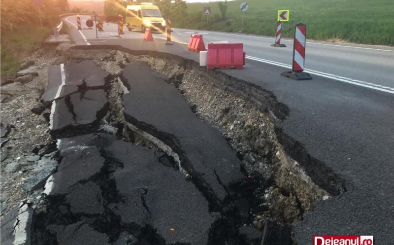 Inspecţie CNAIR pe drumul surpat Cluj-Baia Mare. Când vor fi finalizate lucrările