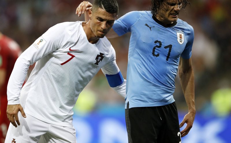 Uruguay învinge Portugalia cu 2-1, în duelul latino al Mondialului. Ronaldo și Messi pleacă acasă
