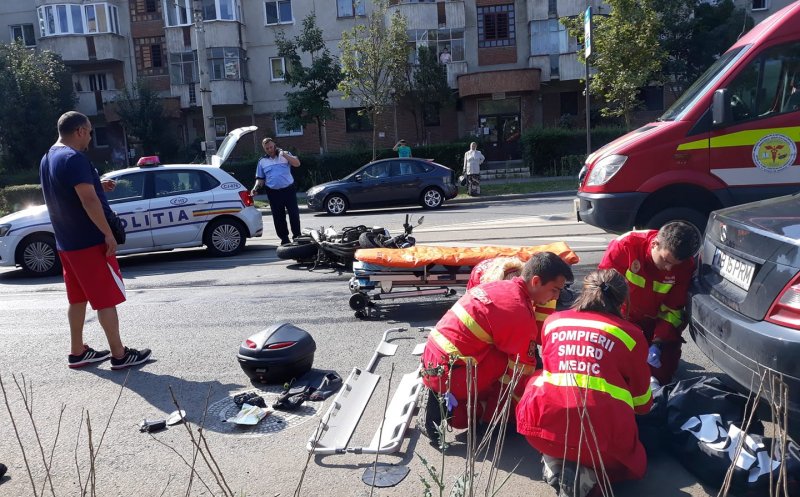 Accident cu motociclist, pe Plopilor. Traficul, blocat