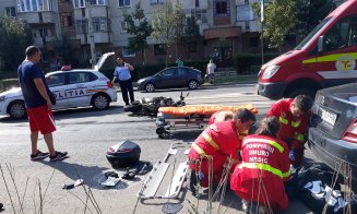 Accident cu motociclist, pe Plopilor. Traficul, blocat