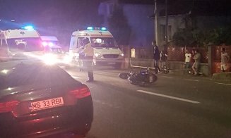 Accident la intrare în Baciu, cu o motocicletă. Trafic blocat