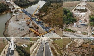 Autostrada Sebeș - Turda. Podul peste râul Mureș, la ”ora macaralelor”