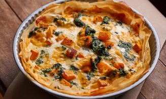 Quiche cu dovleac, praz si spanac. Un prânz delicios de toamnă