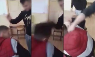 IMAGINI ŞOCANTE! Copilaş bătut cu bestialitate chiar în sala de clasă