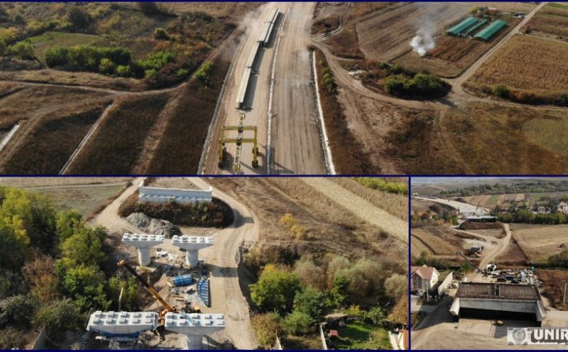 Autostrada Sebeș - Turda: grinzi pregătite pentru miniviaduct, în locul casei demolate
