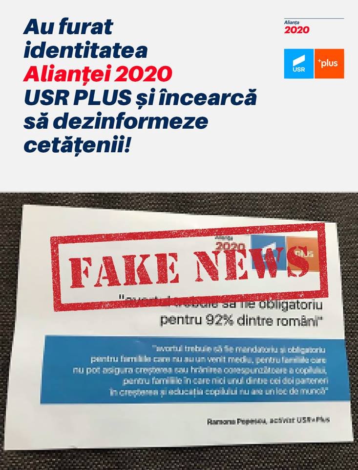 Pliante false  USR PLUS, descoperite la Cluj: "Dezinformări abjecte, puse în cutiile poștale"