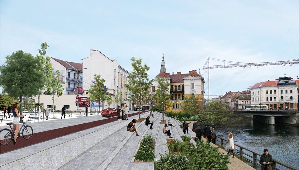 Cum se transformă Someşul cu 35 milioane euro: 16 km spații pietonale, 10 km piste de biciclete, 2.000 arbori şi staţii eco