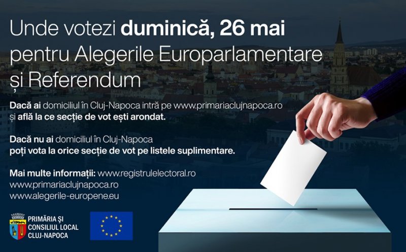 EUROPARLAMENTARE. Află unde votezi duminică, la Cluj-Napoca