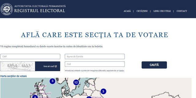 Alegeri europarlamentare: Românii pot afla cu ajutorul CNP-ului care este secţia lor de vot