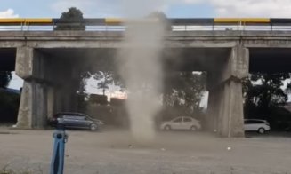 Tornadă în formare, surprinsă în zona Gării din Cluj