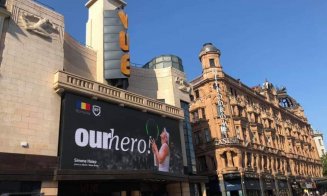 Imaginea Simonei Halep, proiectată de Banca Transilvania pe un ecran uriaș din centrul New York-ului