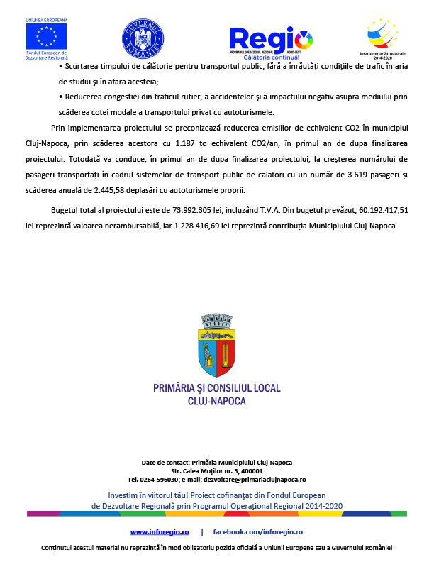 Înnoirea flotei de transport în comun în Municipiul Cluj-Napoca prin achiziționarea de tramvaie - Etapa 1 - Faza 3