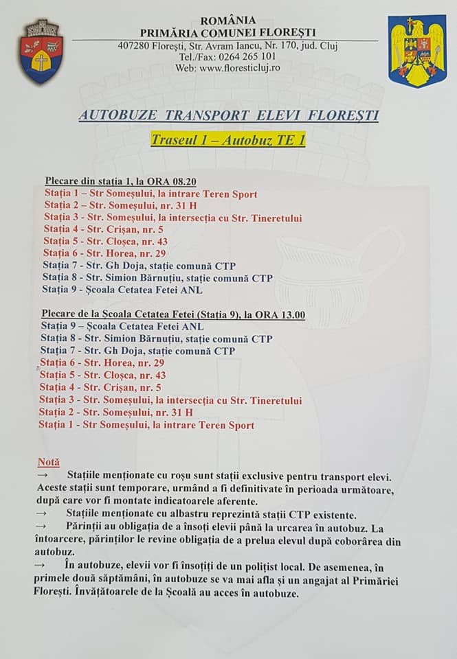 Autobuze şcolare în Floreşti. Pe ce TRASEE vor circula