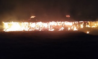 Incendiu violent într-un sat din Cluj. 11 bovine arse de vii și 15 tone de fân mistuite de flăcări