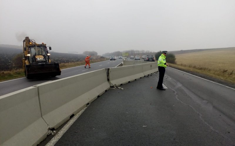 Accident pe Cluj - Turda. A adormit la volan și a izbit cu TIR-ul parapeții de beton