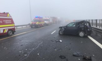 Accident cu patru mașini pe Autostrada Transilvania. Trei persoane au fost rănite