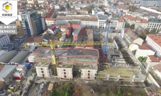 Se montează acoperișul pe noul sediu al Băncii Transilvania