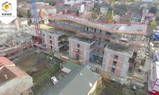 Se montează acoperișul pe noul sediu al Băncii Transilvania