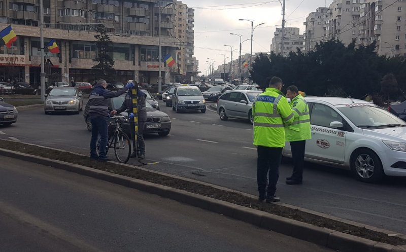 Biciclist lovit în sensul giratoriu din Mărăști