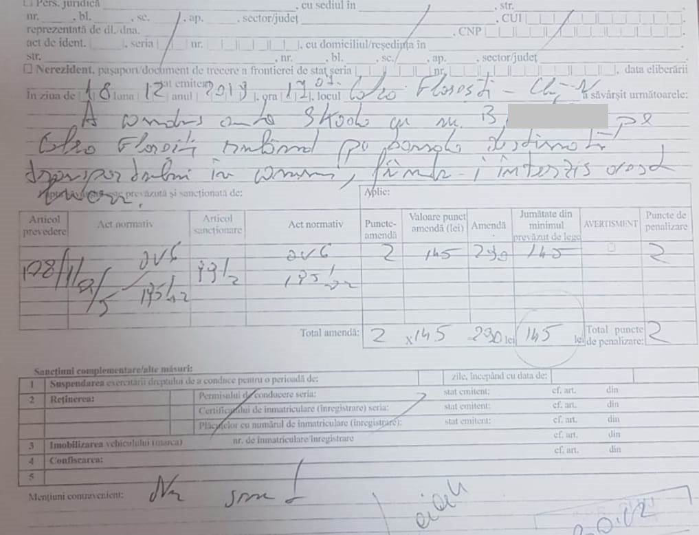 Poliţist cu scris "de doctor", vedeta zilei la Cluj