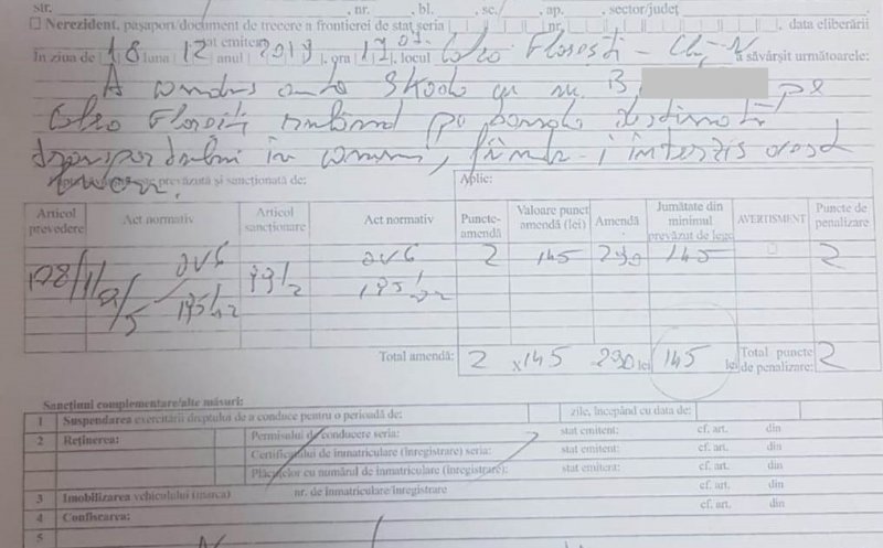 Poliţist cu scris "de doctor", vedeta zilei la Cluj