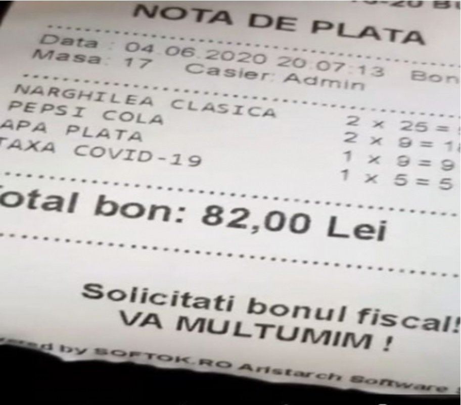 Patron de terasă sancţionat pentru taxa Covid-19 inclusă în bonurile fiscale