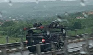 Cu roțile în sus pe Autostrada Transilvania .... pe platformă