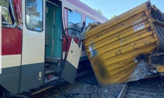 Accident feroviar în Cluj. Un tren de pasageri a lovit un container